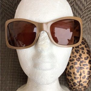 Furla New Gummy Tan/Brown Wrap Rectangle Sunglasses